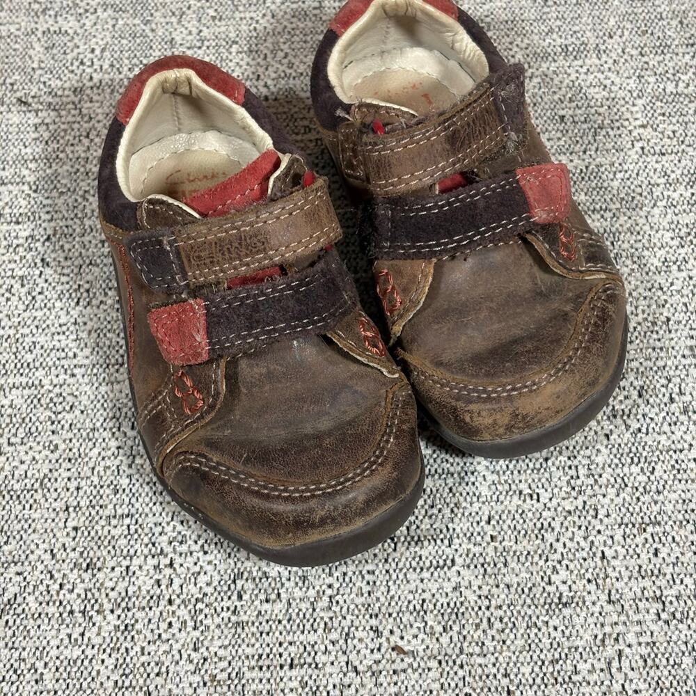 Clarks First Shoes Toddler Boy Brown Leather Sandel Shoes Size 5